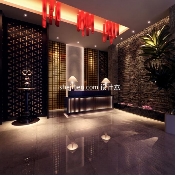 中式酒店网站3d模型下载