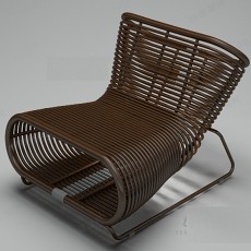深色藤椅3d模型下载