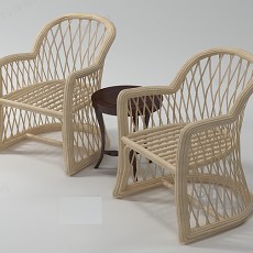 休闲藤桌椅组合3d模型下载