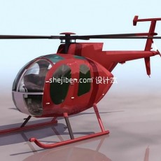 飞机-红色直升机3d模型下载