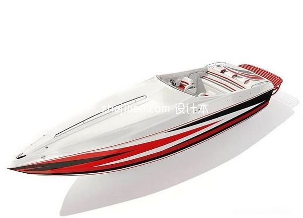 游艇轮船-时尚精美摩托艇3d模型下载