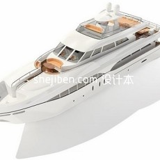 白色游艇轮船3d模型下载