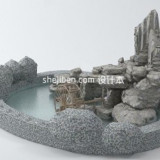 水池假山3d模型下载