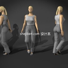 普通中年妇女max人物3d模型下载