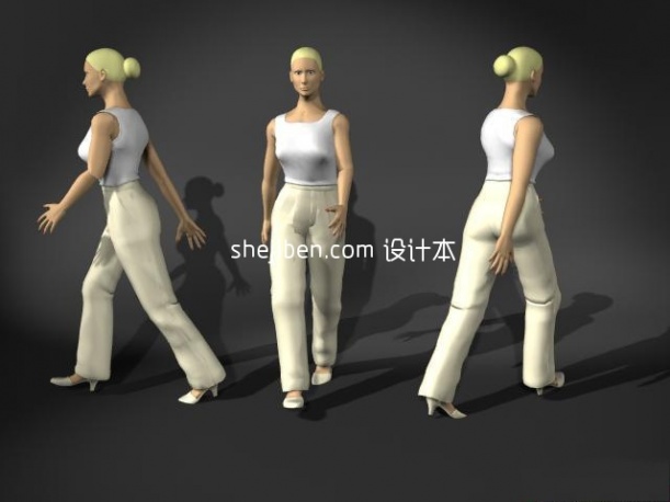 白衣女性3dmax人体模型下载