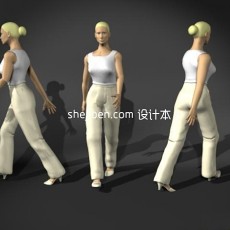 白衣女性max人体3d模型下载