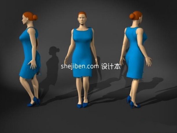 普通中年女士3d人体模型下载