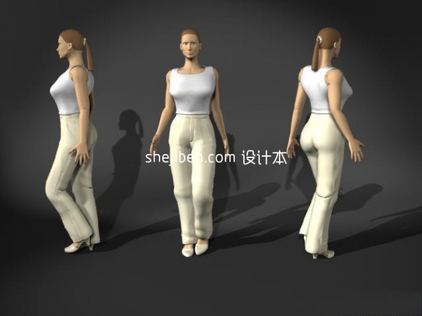 白衣女人3dmax人物模型
