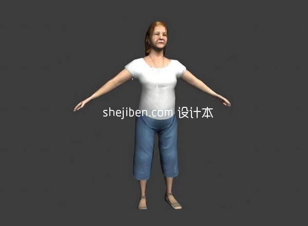 普通老年女性形象3d人体模型下载