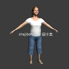 普通老年女性形象人体3d模型下载