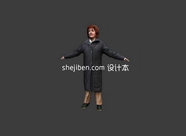 黑衣中年女性形象3d人体模型下载