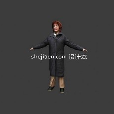 黑衣中年女性形象人体3d模型下载