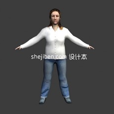 普通中年女性形象人体3d模型下载