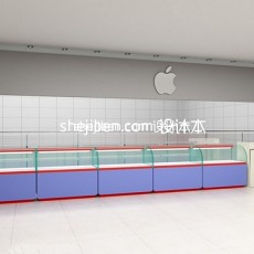 苹果手机专卖店展台3d模型下载