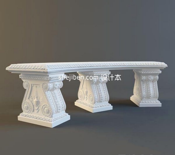 欧洲石凳子雕塑3d模型下载