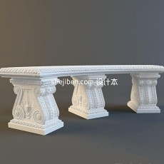 欧洲石凳子雕塑3d模型下载