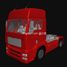 红色卡车车头3d模型下载