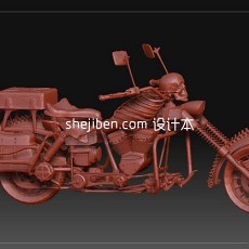 骷髅摩托车3d模型下载