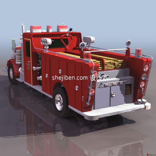 红色消防车3d模型