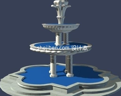 欧式喷泉3d模型下载