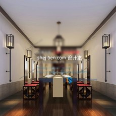 中式饭店3d模型下载