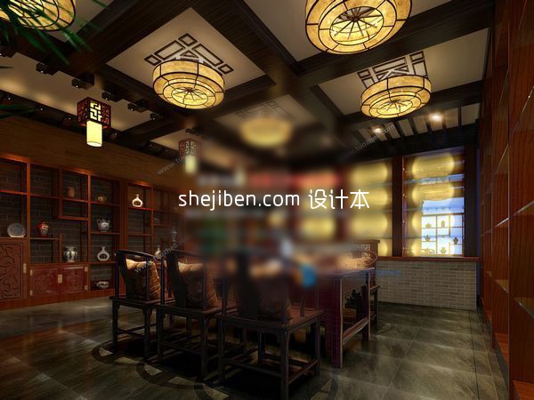 中式饭店3d模型下载