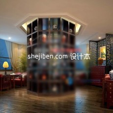 中式餐厅3d模型下载