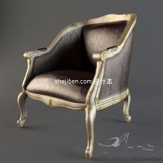 欧式客厅单人沙发椅3d模型下载
