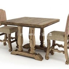 欧式实木双人休闲桌椅组合3d模型下载