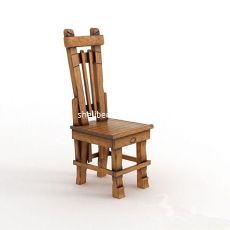 实木高背单人椅3d模型下载