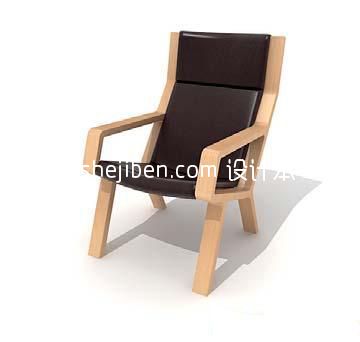 实木皮质休闲椅3d模型下载