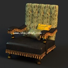 欧式单人沙发家具3d模型下载