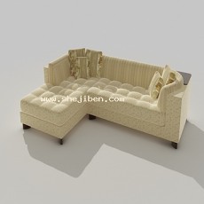 办公室L型多人沙发3d模型下载