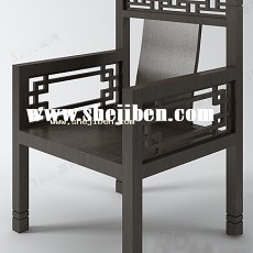 中式装饰椅子3d模型下载