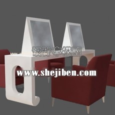 美发店桌椅3d模型下载