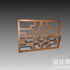 中式窗格3d模型下载