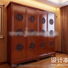 中式大衣柜3d模型下载