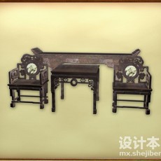 中古典家具组合3d模型下载