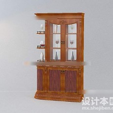 美工家具酒柜3d模型下载