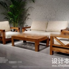 木制沙发3d模型下载