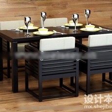 中式桌椅组合3d模型下载