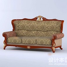 美式家具双人沙发3d模型下载