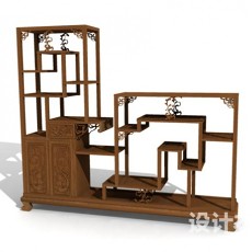 中式家具博古架3d模型下载