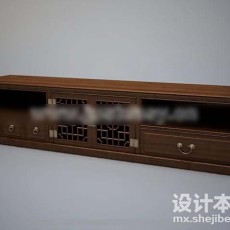 中式电视柜3d模型下载