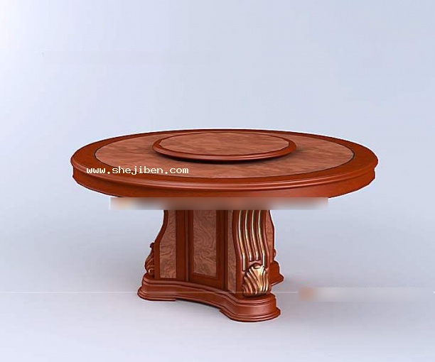 欧式圆形餐桌3d模型下载