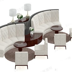 弧形餐厅沙发3d模型下载