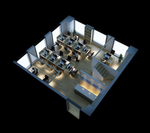 工装办公区整体3d模型下载