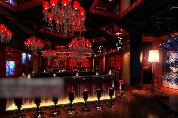 红色工装餐厅3d模型