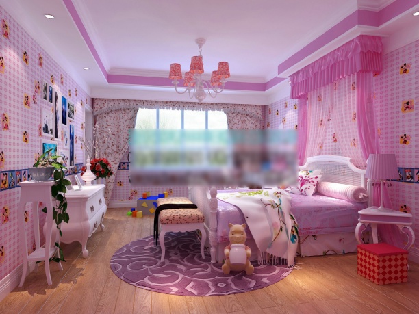 粉色卧室3d模型下载