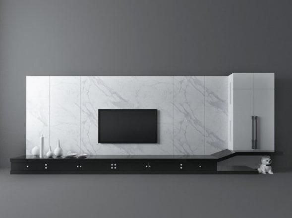 现代风格白色电视墙模型